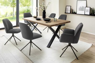 Esszimmerstühle Stuhl PEMBA 4-Fuß drehbar Webstoff anthrazit