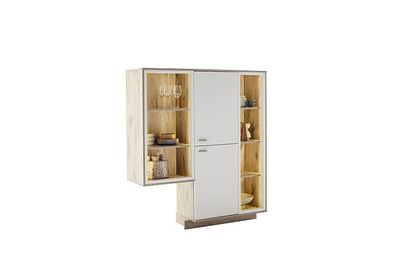 Santerno Highboard 2 Türen/7 Fächer 124x140x37 cm Soft white Melamn