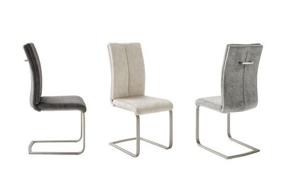 Esszimmerstühle HUDSON Schwinger mit Griff Edelstahl Velour grau