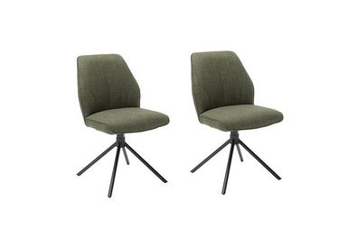 Esszimmerstühle Stuhl PEMBA 4-Fuß drehbar Webstoff olive