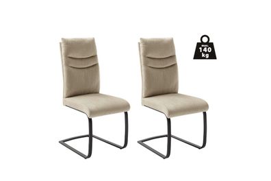 Esszimmerstühle Stühle GIBARA Schwinger schwarz Vintage Velouroptik creme