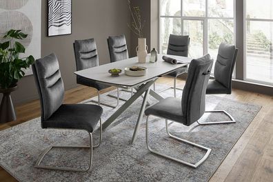 Esszimmerstühle Stühle GIBARA Schwinger Vintage Velouroptik anthrazit