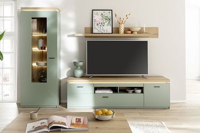 MONIZ Wohnkombination 1 280x198x44 cm Salbei grün Melamin