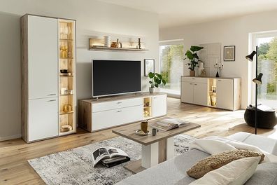 Santerno Wohnkombination 3 292/197/50 cm Soft white Melamin