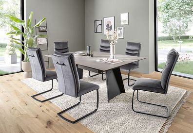 Esszimmerstühle Stühle GIBARA Schwinger schwarz Vintage Velouroptik anthrazit