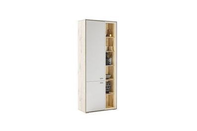 Santerno Vitrine 2 Türen/6 Fächer 78x197x37 cm Soft white Melamin