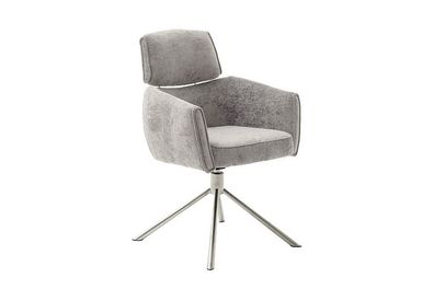 Sessel Esszimmerstühle QUEBEC 4-Fuss Edelstahl mit Armlehnen taupe