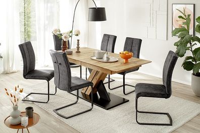 Esszimmerstühle HUDSON Schwinger mit Griff Velour anthrazit