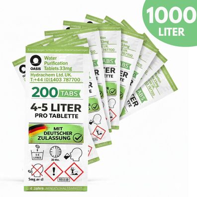 1x1000L Wasseraufbereitungstabletten Trinkwasser Notfall Wasserreinigung Outdoor