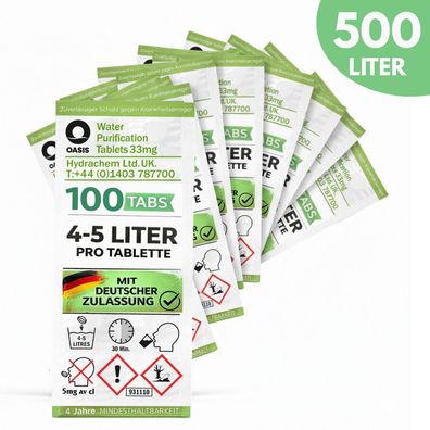 1x 500L Wasseraufbereitungstabletten Trinkwasser Notfall Wasserreinigung Outdoor