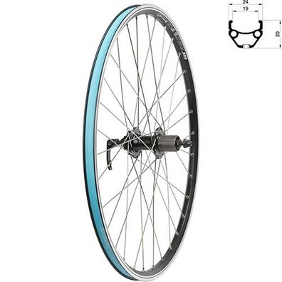 Hinterrad 26", silber, 8-10-fach Disc + V-Brake, inkl. Felgenband