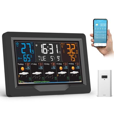 jely WLAN Wetterstation mit Farbdisplay und Wettervorhersage