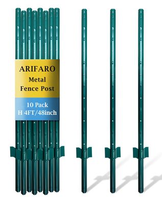 Arifaro Zaunpfosten 122 cm Metall U-Pfosten grén 10 Stéck