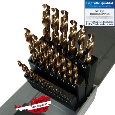 WeLiQu HSS-E M35 Kobalt Metallbohrer Set 25-tlg 1-13 mm