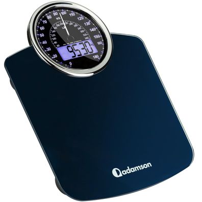 Adamson Hybrid 2-in-1 Personenwaage digital analog bis 180 kg blau