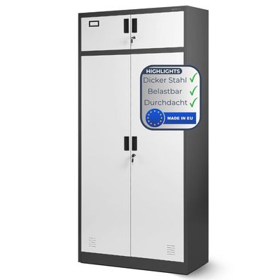 Mehrzweckschrank Metall mit Erweiterung GINA 185x90x50cm Anthrazit-WeiÃ?