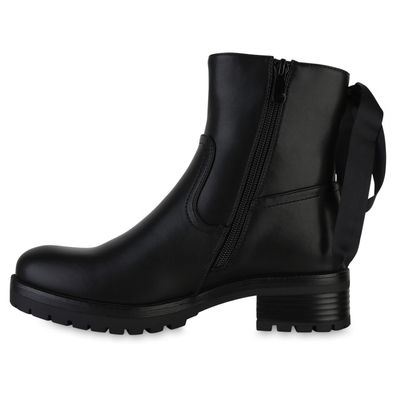 VAN HILL Damen Leicht Gefütterte Klassische Stiefeletten Schleifen Schuhe 841820