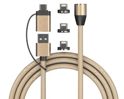 Magnetisches Ladekabel USB-A USB-C auf iPhone Anschluss 2m Gold