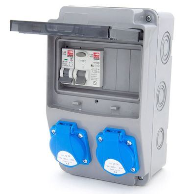ELS Elektrotechnika Baustromverteiler 2x 230V mit LS C16 und FI 25A