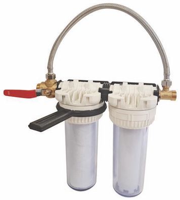Aquawater Doppelte Filterstation mit Filter und Entkalkungspatrone