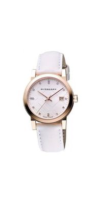 Burberry The City Damenuhr gold weiß Lederarmband