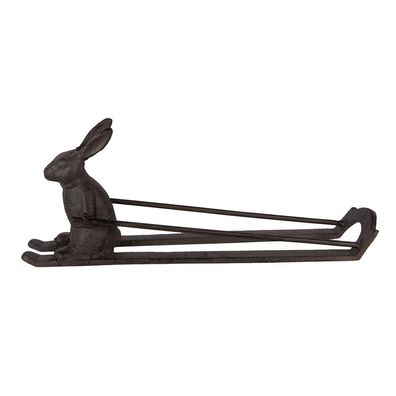 Clayre & Eef Flaschenhalter Kaninchen 33x7x13 cm Braun Metall (Gr. 33x7x13 cm)
