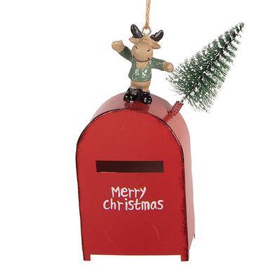 Clayre & Eef Weihnachtsanhänger Briefkasten 6x3x14 cm Rot Kunststoff (Gr. 6x3x14 cm)