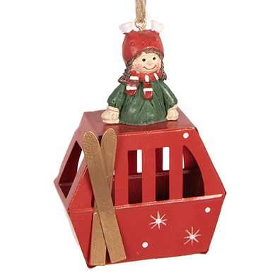 Clayre & Eef Weihnachtsanhänger 7x3x10 cm Rot Kunststoff (Gr. 7x3x10 cm)