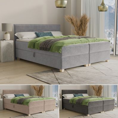 Bett FREN mit Bettkästen Boxspringbett Bonell-Matratze Doppelbett Topper Bettgestell