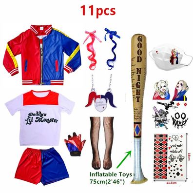 Harley Quinn Cosplay Kostém Kinder Damen Halloween Outfit