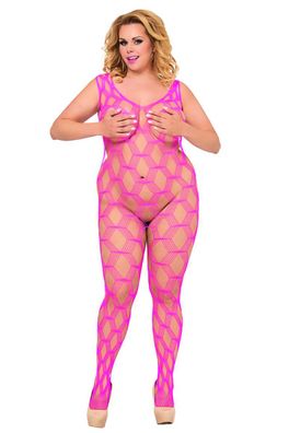 Pinkes Netz-Catsuit Bodystocking ouvert XL-XXXL 6254