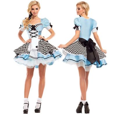 Alice Kleid Kostém Cosplay Outfit Halloween Karneval Set Uniform Kleidung