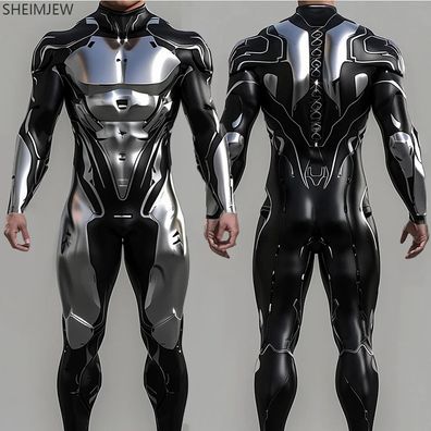 Cyber Robot Cosplay Kostém Bodysuit Outfit Halloween Karneval Herren