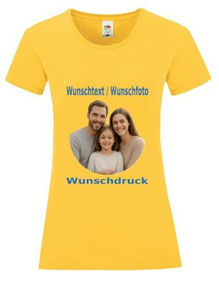Damen Tshirt mit Wunschdruck Gelb