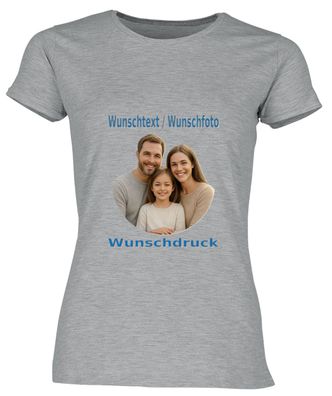Damen Tshirt mit Wunschdruck Grau