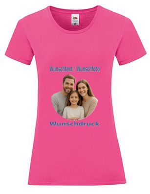 Damen Tshirt mit Wunschdruck Pink