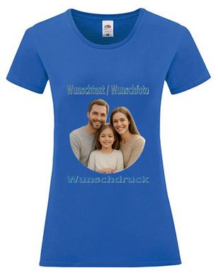 Damen Tshirt mit Wunschdruck Blau