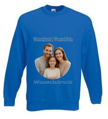 Unisex Pullover mit Wunschdruck Blau
