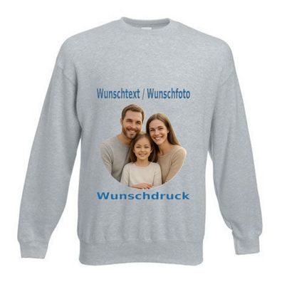 Unisex Pullover mit Wunschdruck Grau