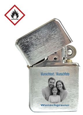 Benzinfeuerzeug mit Wunschgravur Silver
