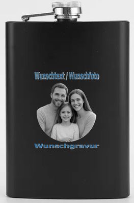 Flachmann mit Wunschgravur Schwarz