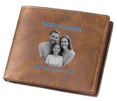 Ledergeldtasche mit Wunschgravur Dunkelbraun