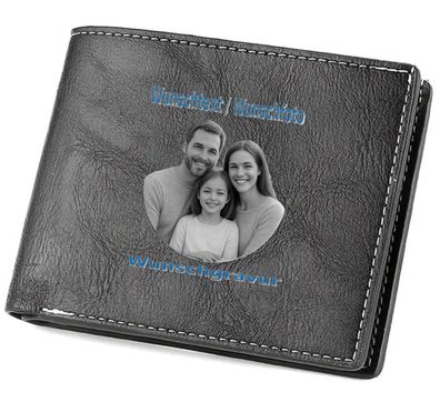 Ledergeldtasche mit Wunschgravur Schwarz