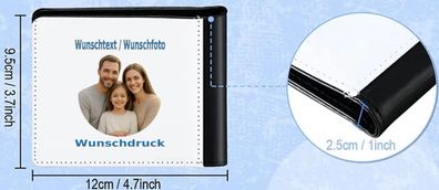Ledergeldtasche mit Wunschdruck Schwarz