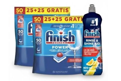 Finish Ultimate Clean & Shine Mega-Paket (2x50 Tabletten + 800 ml Klarspüler)