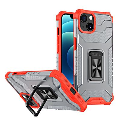 iPhone 12 Mini Crystal Ring Hybrid Panzerhülle mit Magnetischer Halterung - Rot