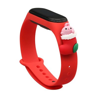 Weihnachtliches Silikonarmband für Xiaomi Mi Band 4 / Mi Band 3 - Rotes Design m