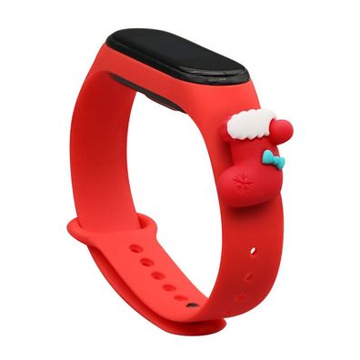Weihnachtliches Silikonarmband für Xiaomi Mi Band 3/4 in Rot (Strumpf-Design)