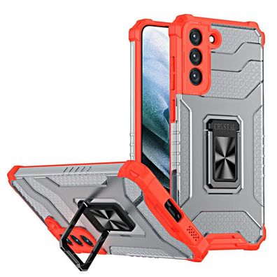 Premium Hybrid-Schutzhülle mit Magnetring für Samsung Galaxy S22+ - Rot