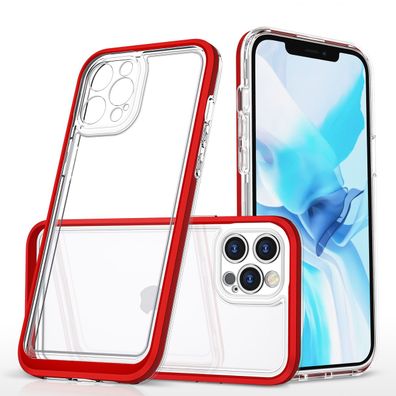 Klar 3in1 Case für iPhone 12 Pro Max - Rot gerahmtes Gel-Schutzhülle